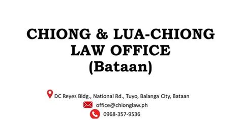 chiong law office balanga, bataan|Chiong Law Office .